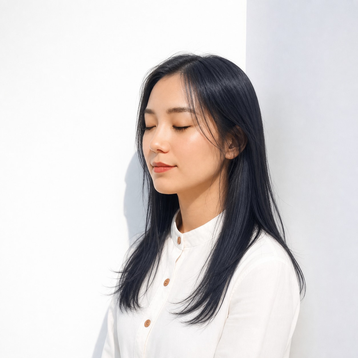 1. ブルーブラック×ブリーチなし×ストレートロング: 黒髪に近い発色で暗髪派も取り入れやすい