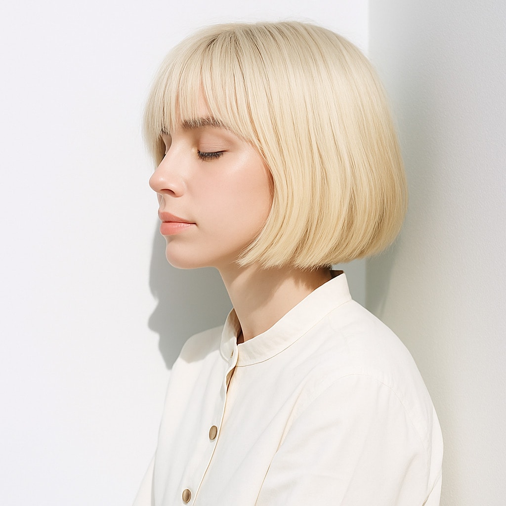 1. ホワイトブロンド×ボブ：フェイスラインを明るく見せる