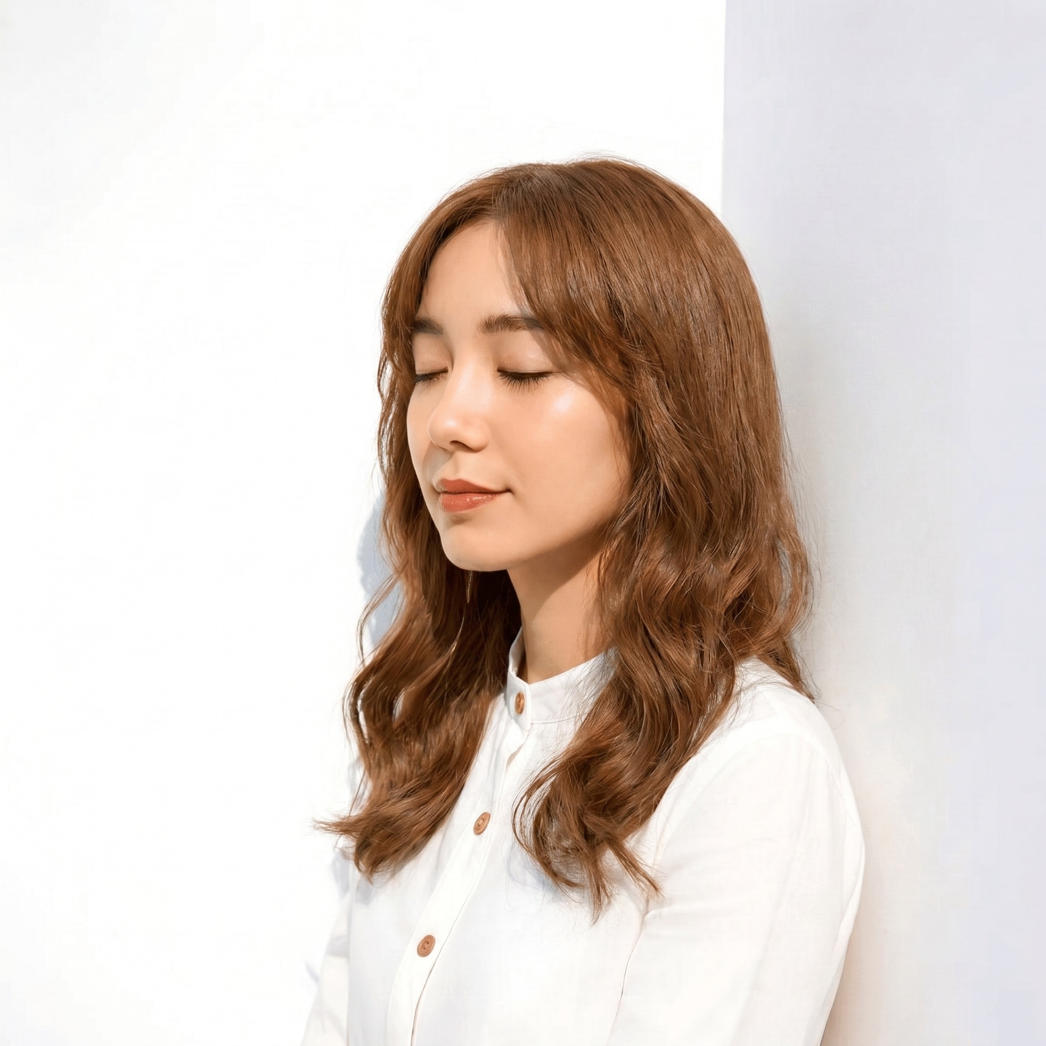 1. ライトブラウン×ツヤ感: 黄み寄りの色みで春秋コーデに華やぎをプラス