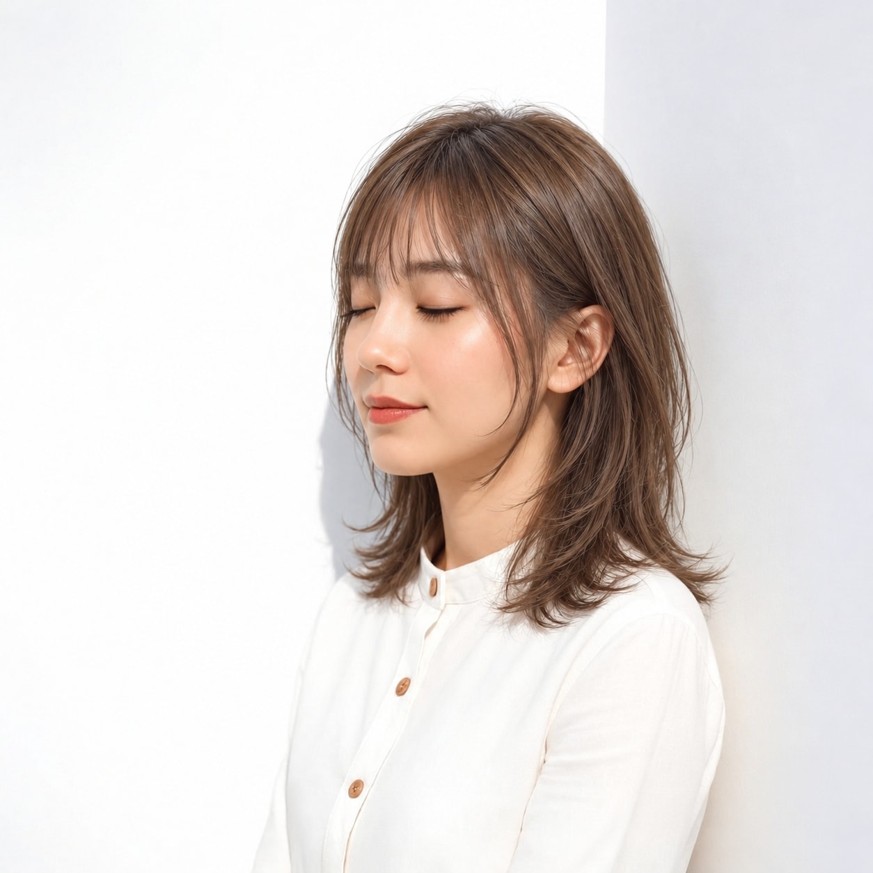 1. レイヤーミディアム × 長め触覚：顔まわりから自然につなぐ