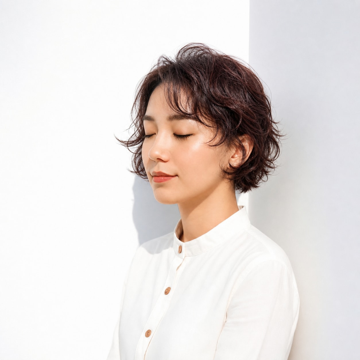 1. レッドブラウン×ブリーチなし×パーマショート: 深い暖色で短めヘアに華やかさが出る
