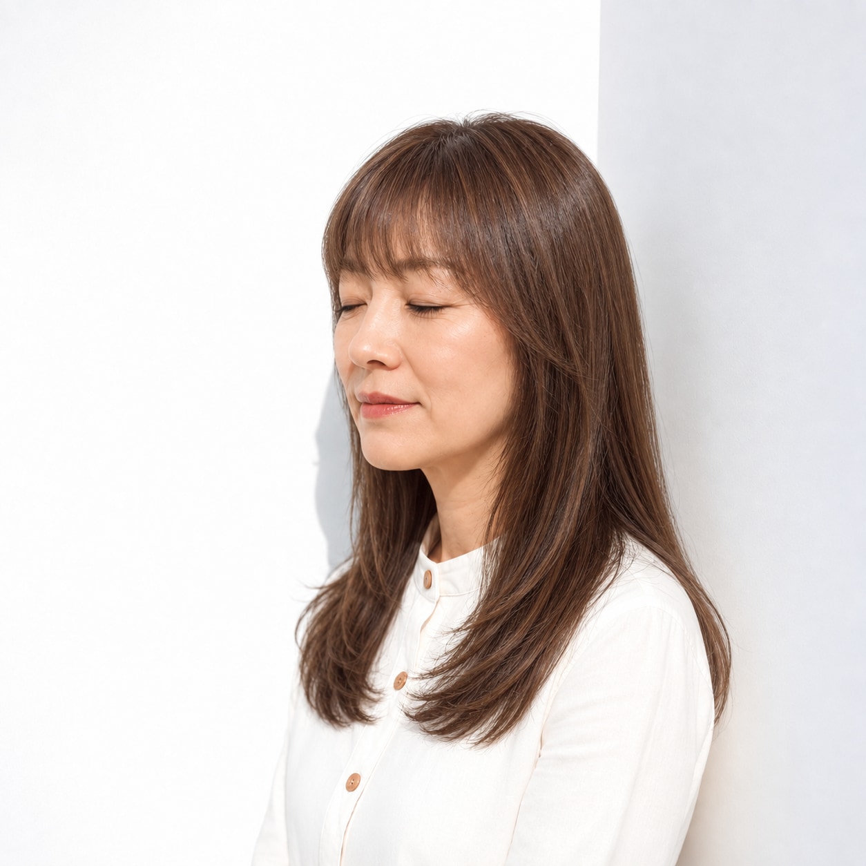 1. ロングレイヤー × 前髪あり × 顔まわりを軽くしたレイヤー