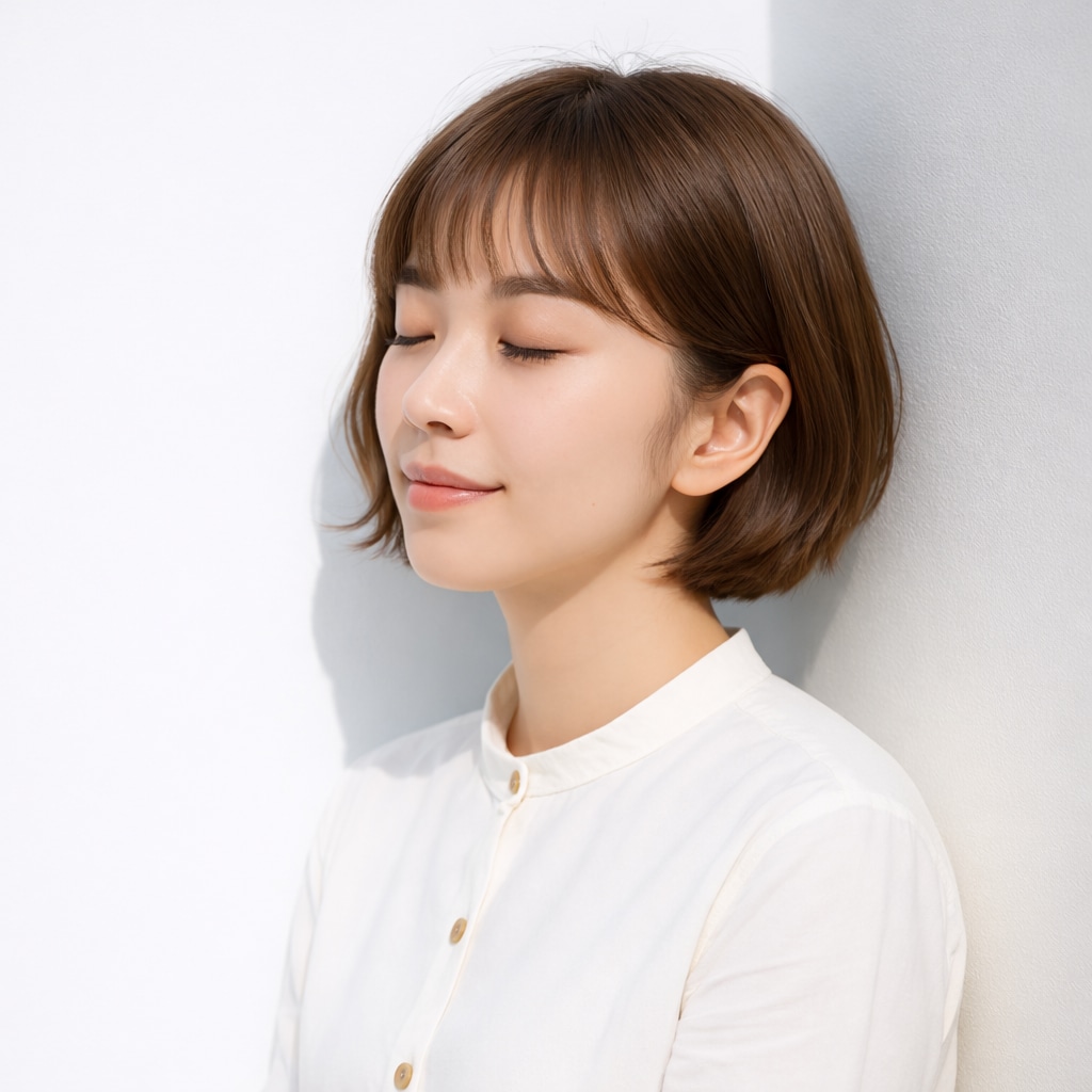 前髪ありボブ×コンパクトストレート：清潔感を高めるシンプルボブ