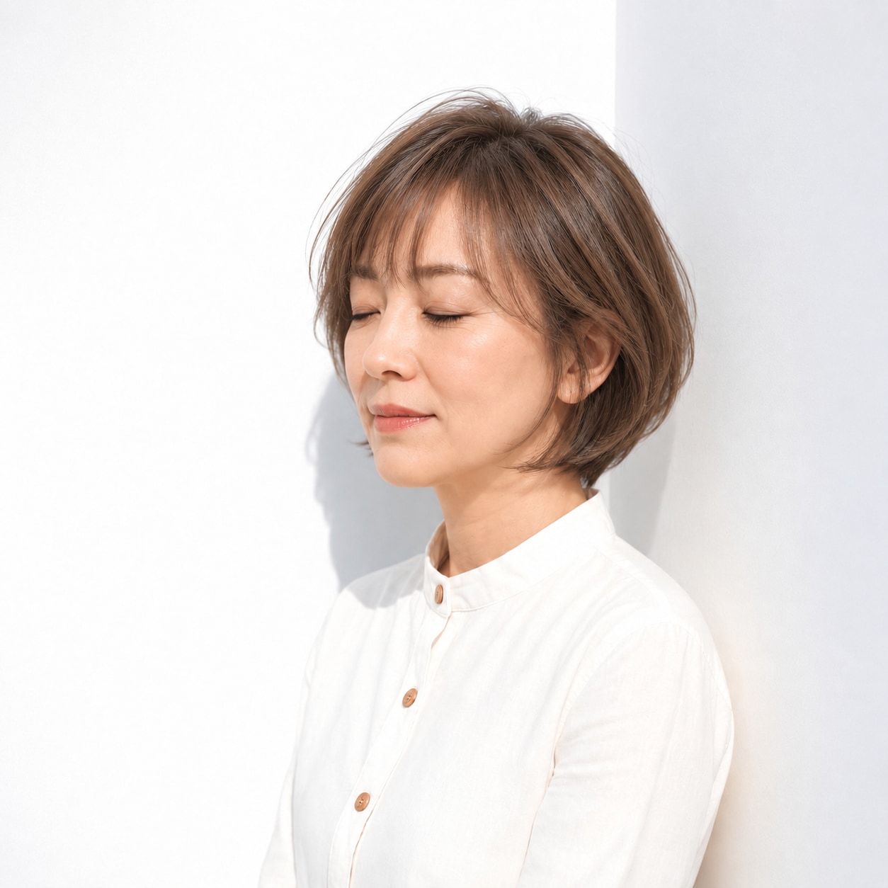 1. 薄めの流し前髪 × ショートボブ：額の隙間で軽やかに