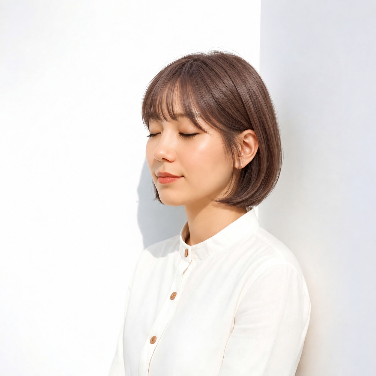 1. 韓国ボブ × 前髪あり × 丸みシルエット：フェイスラインの近くで収まり、コンパクトな輪郭を作れます
