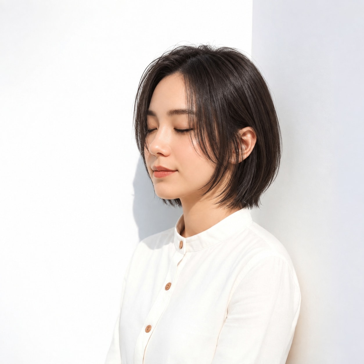 1. 顔まわりレイヤー × ボブ：頬の横にやわらかな線が生まれ、正面にも奥行きが出ます