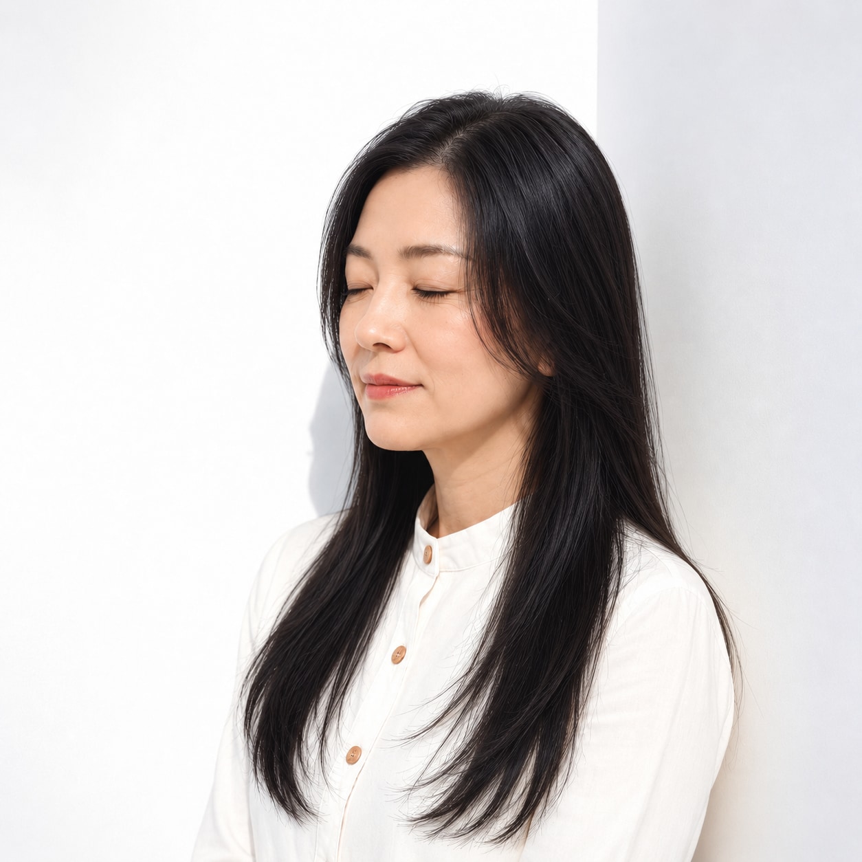 1. 黒髪ロング × 内巻き：下ろす日も結ぶ日も楽しめる