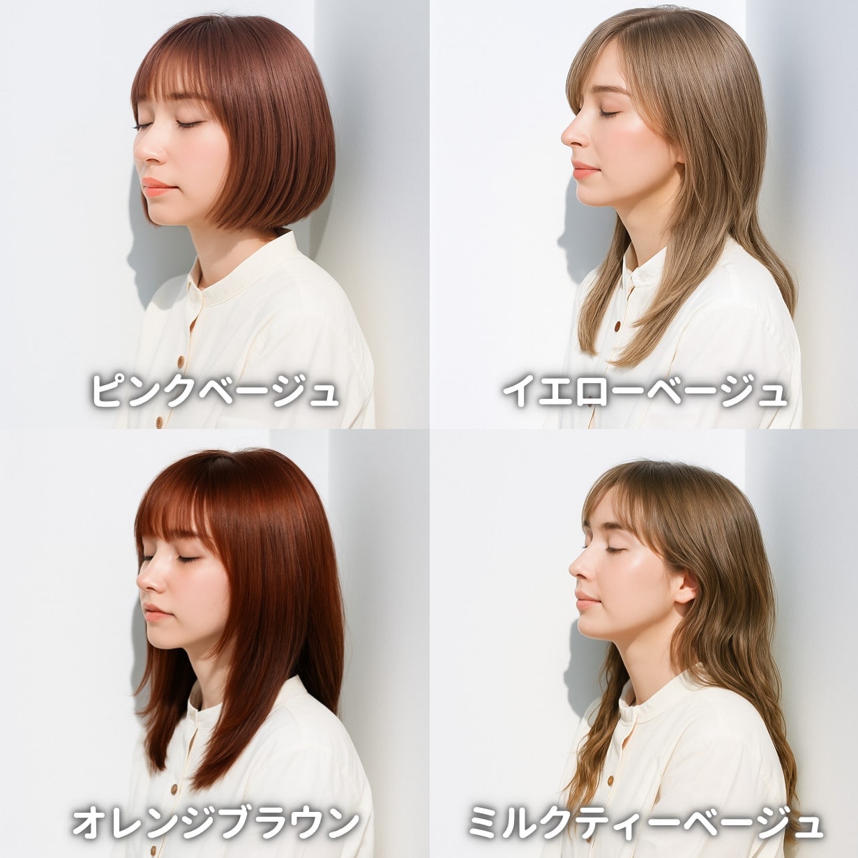 イエベ春タイプ(スプリング)に似合う髪色の例