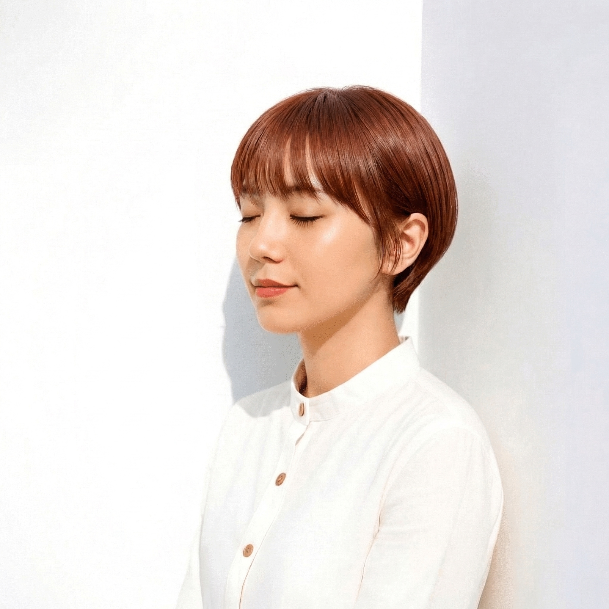 1._ショートボブ_内巻き_ピンクブラウン
