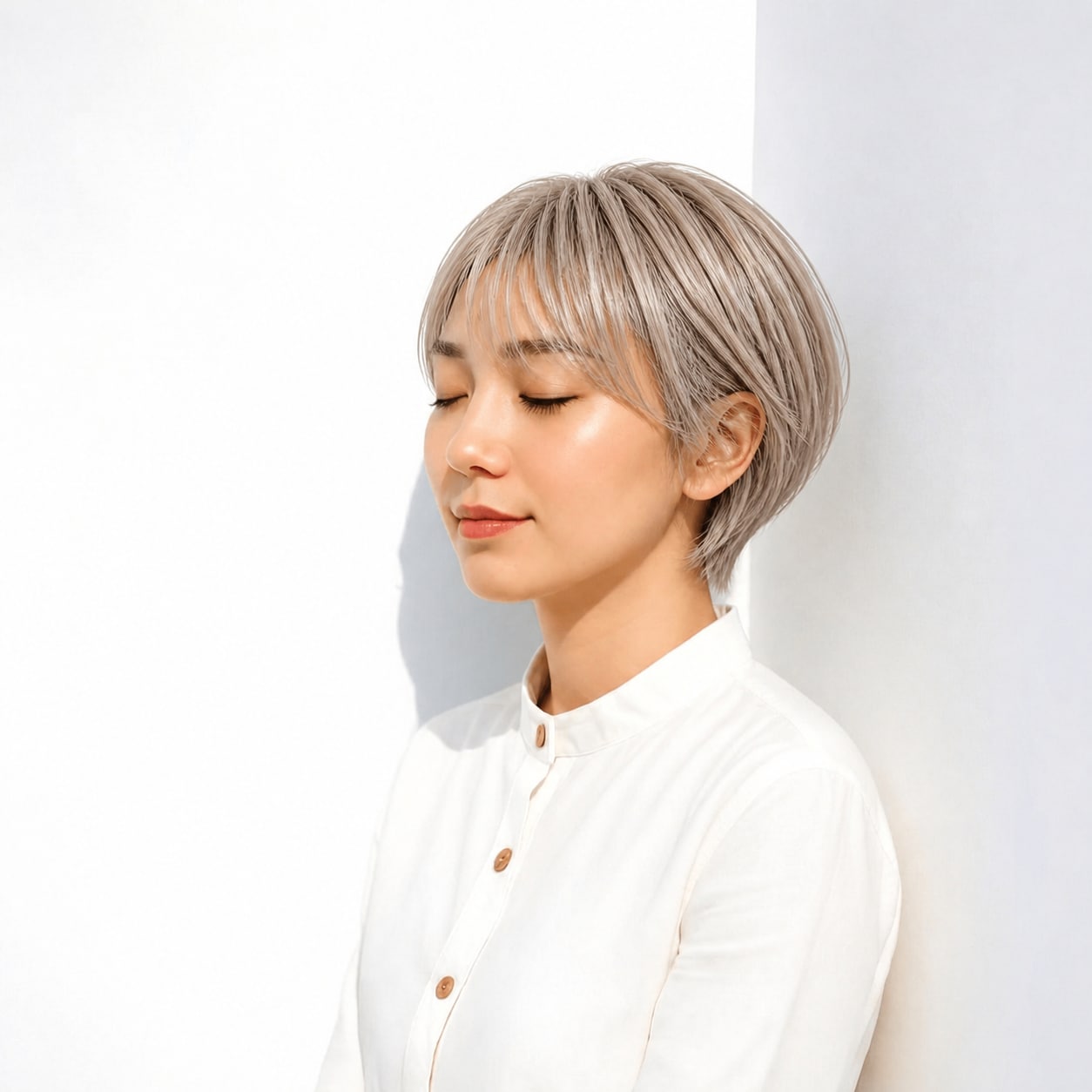 10. アッシュブロンド × ベリーショート：明るいアッシュでモードに