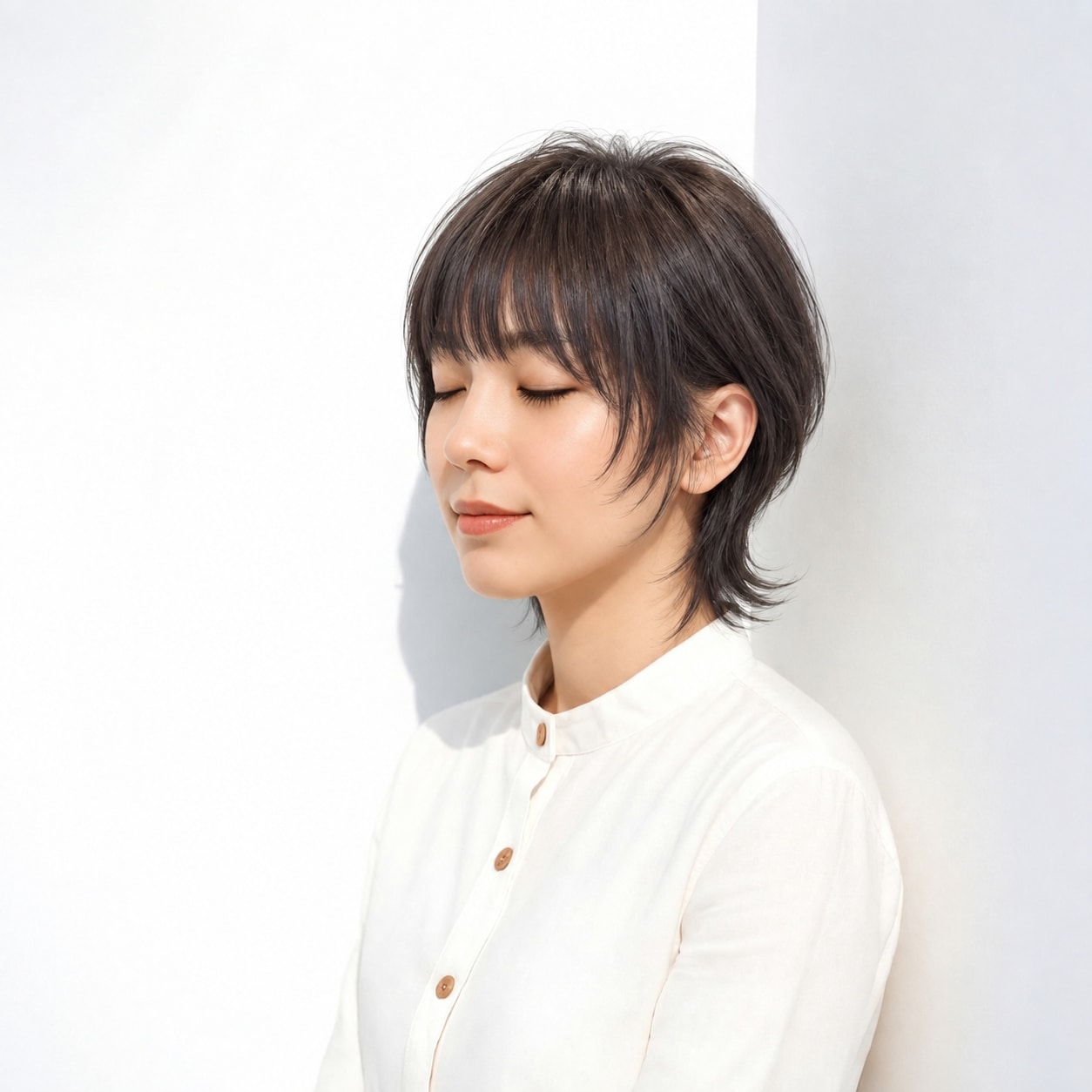 10. ウルフレイヤー × ショート × 襟足長め：下のボリュームを抑え、レイヤーの軽快さが際立ちます