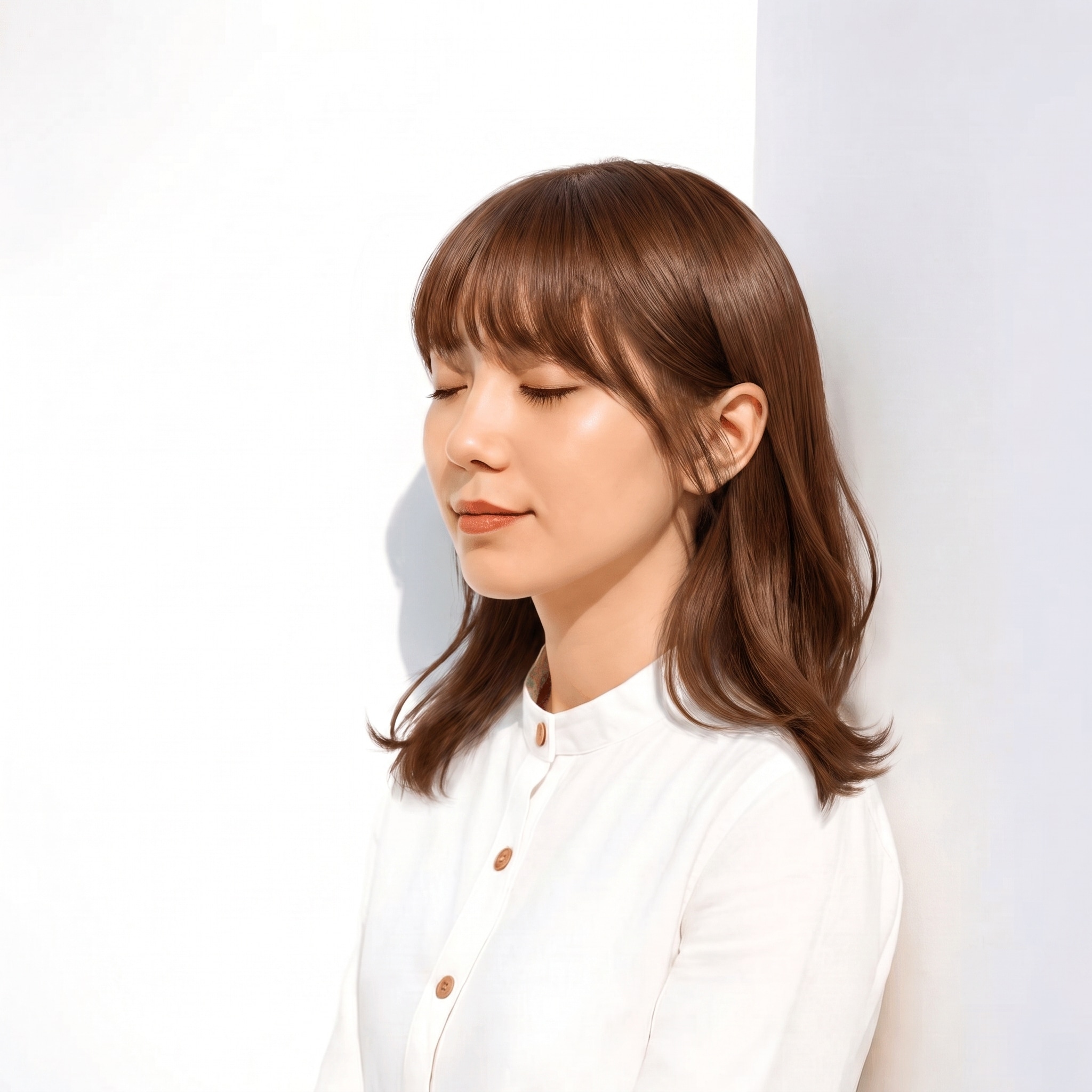 10. ココアブラウン×ウェーブミディアム: 赤みと明るさのあるブラウンでミディアムが優しい印象になる