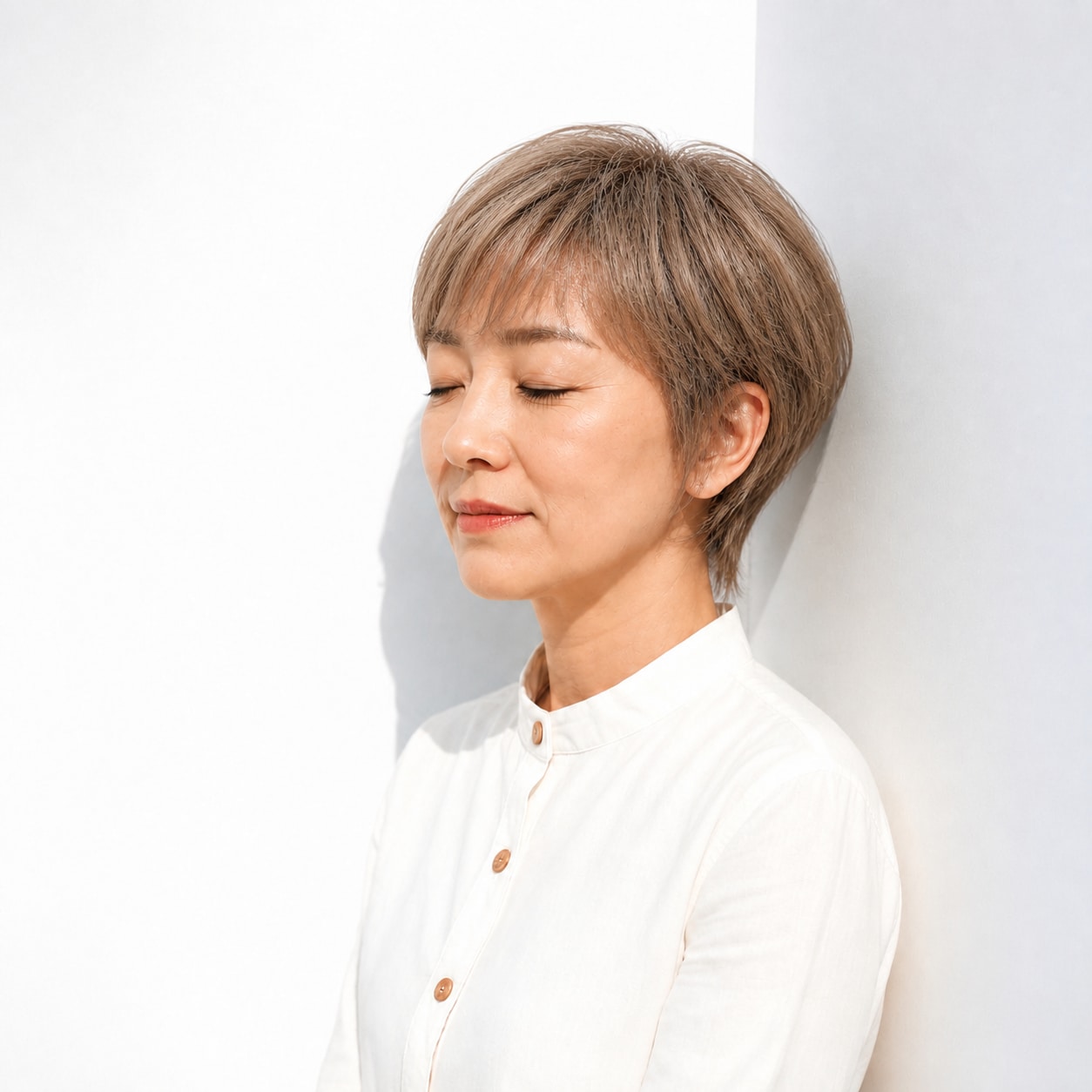 10. ショートウルフ × ライトブラウン：50代を若々しく