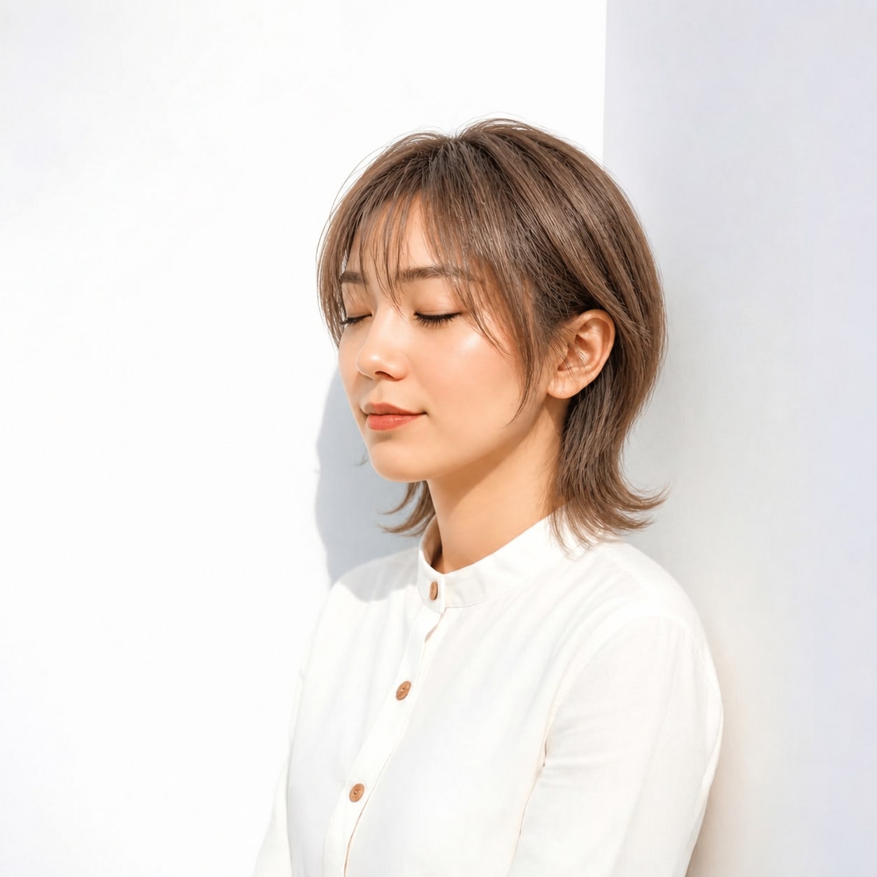 10. ネオウルフ × グレージュ：上品な立体感をプラス