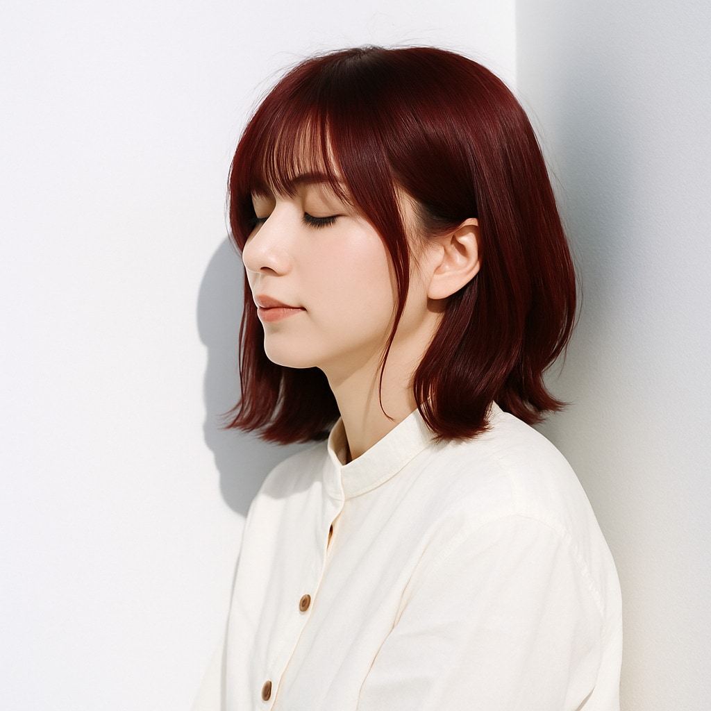 10. ピンクレッド×ブリーチなし：紫がかった色みで凛とした印象に