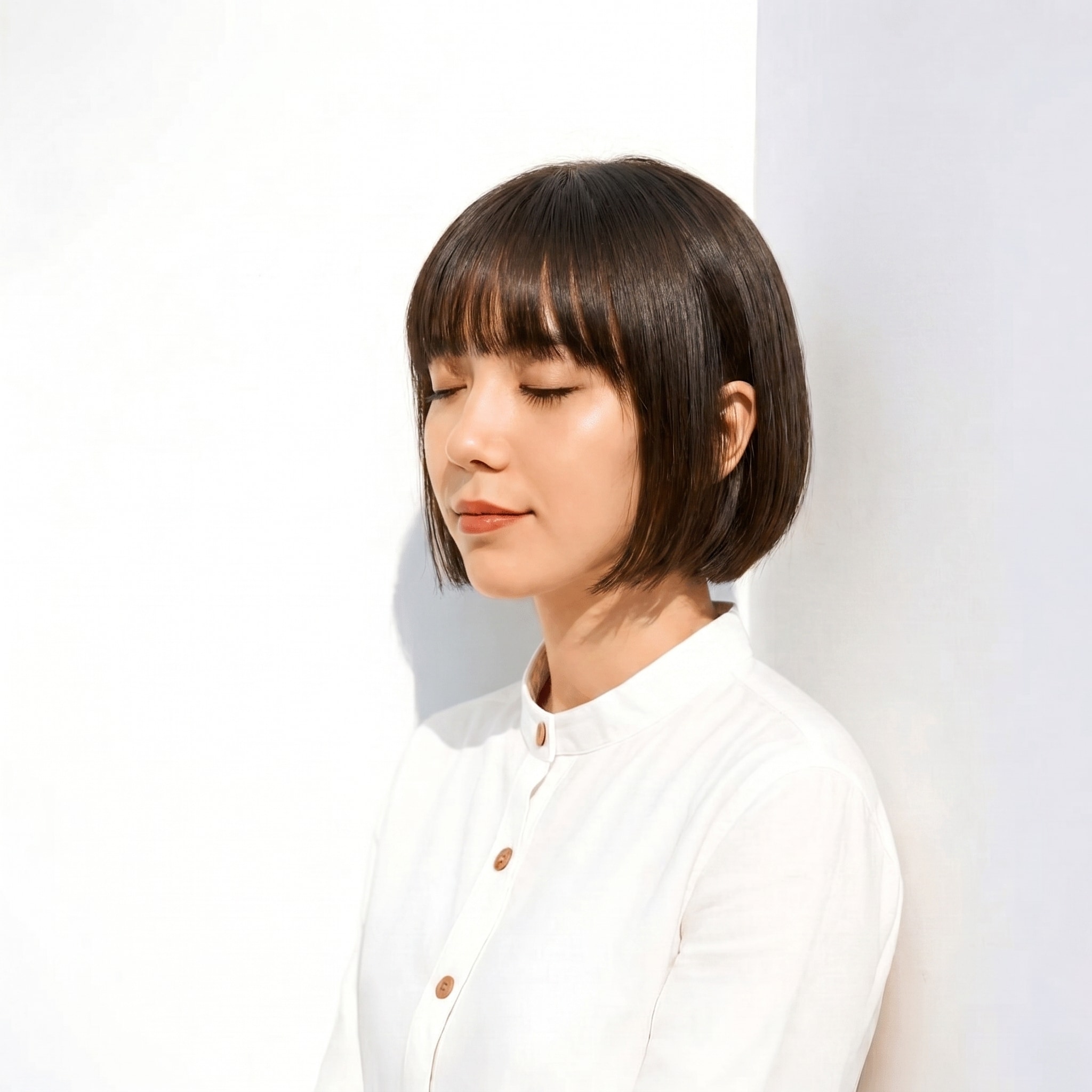 10. ブリーチなしグレーアッシュ×内巻きボブ: 丸みとツヤで上品な印象に