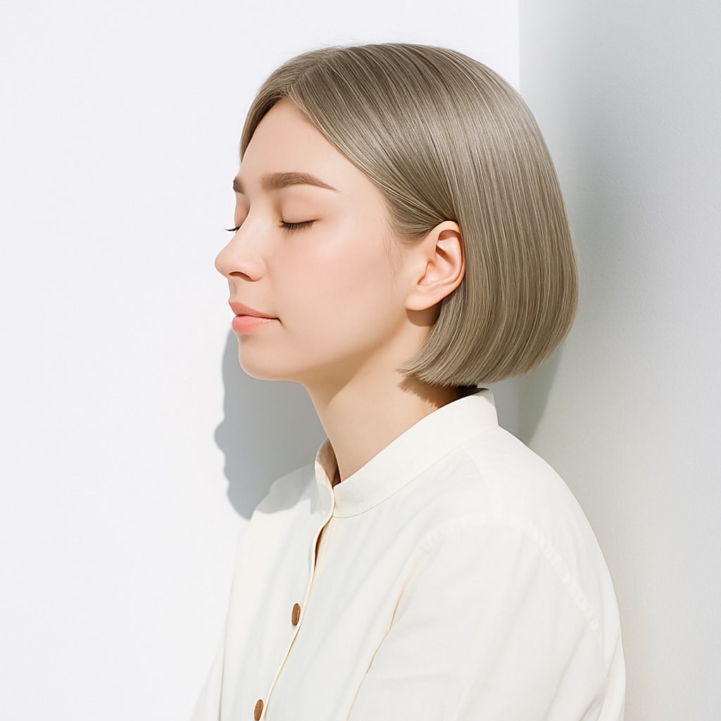 10. ミルキーベージュ×ハイトーン：上品なツヤで大人の魅力を引き出す