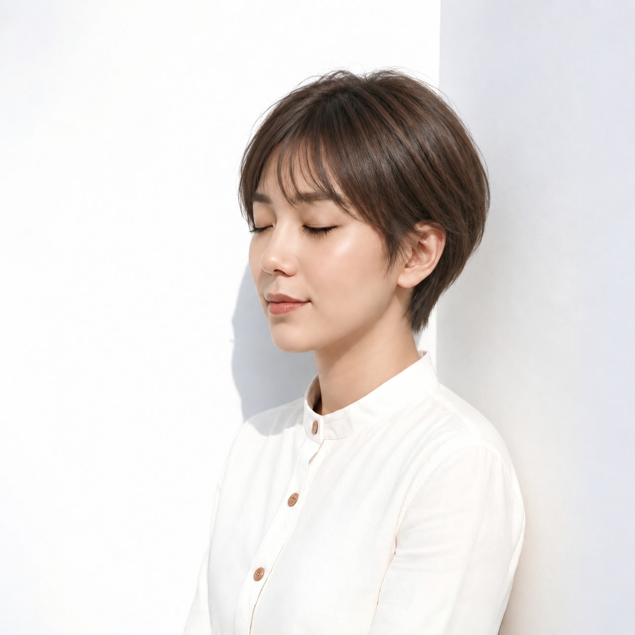 10. 丸みショート × チョコブラウン：薄い前髪と丸い後ろ姿を楽しむ