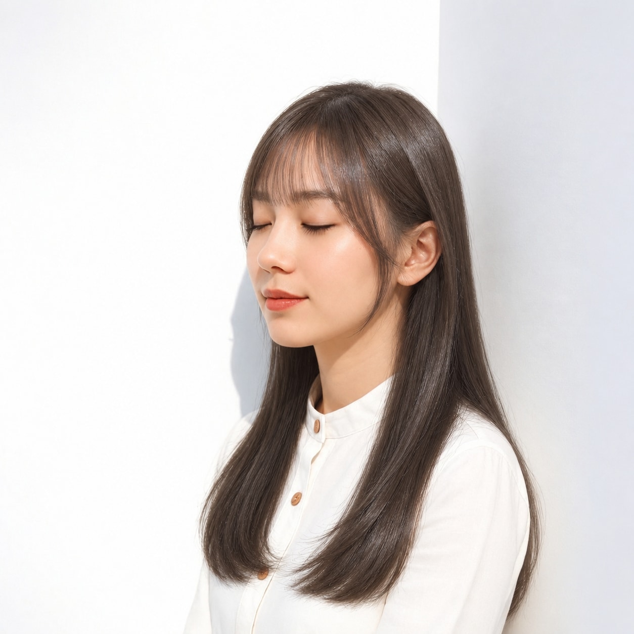 4. 内巻きロング × 長め触覚：なめらかな毛流れで上品に