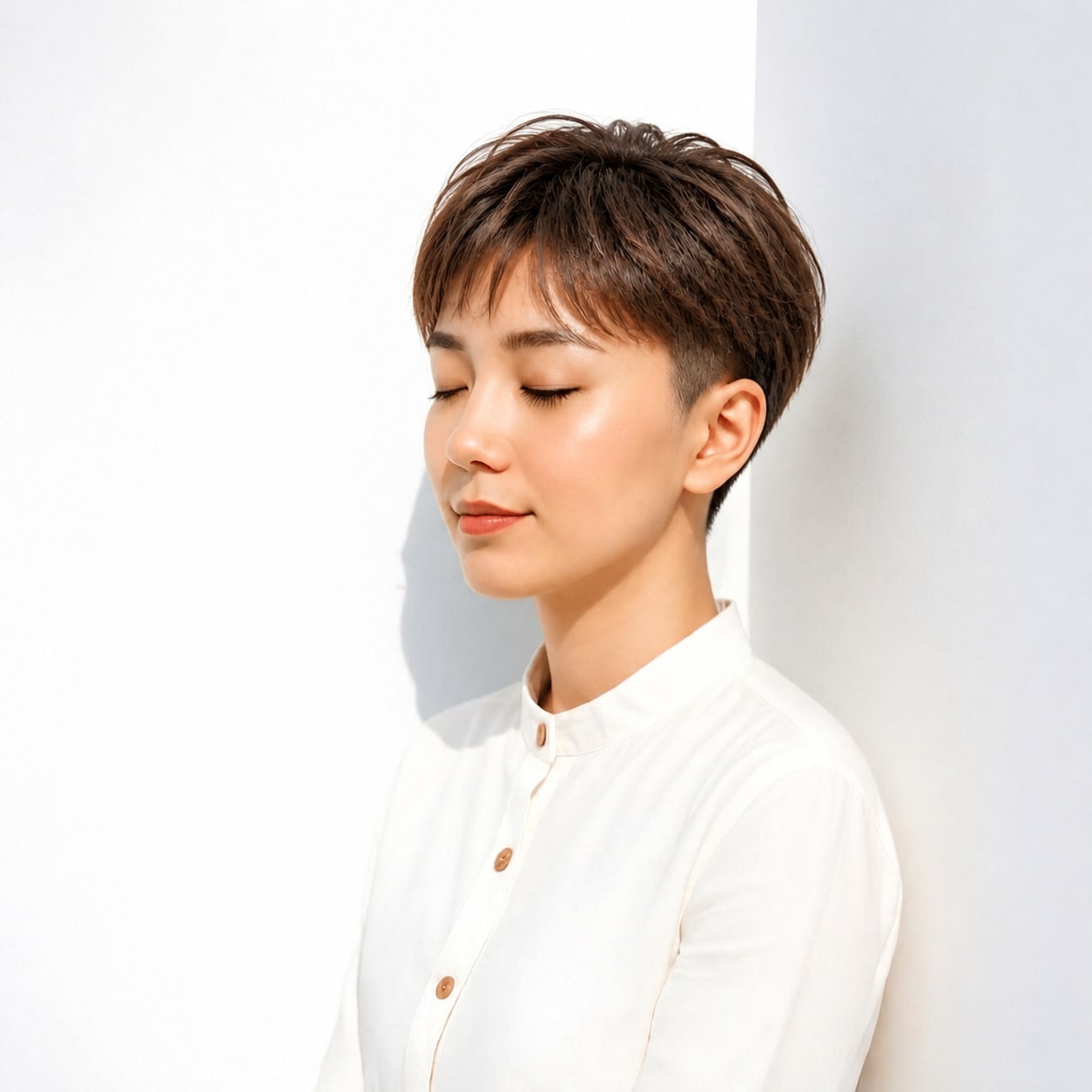 10. 刈り上げショート × ラフなトップ：自然に動かせる