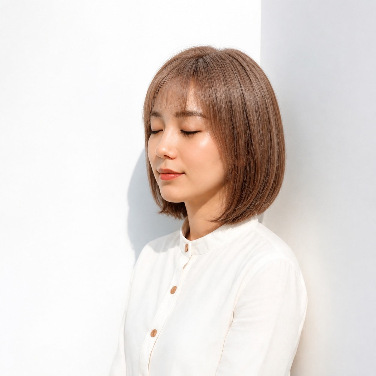 10. 長めボブ × 内巻き：薄い前髪でやさしい印象に