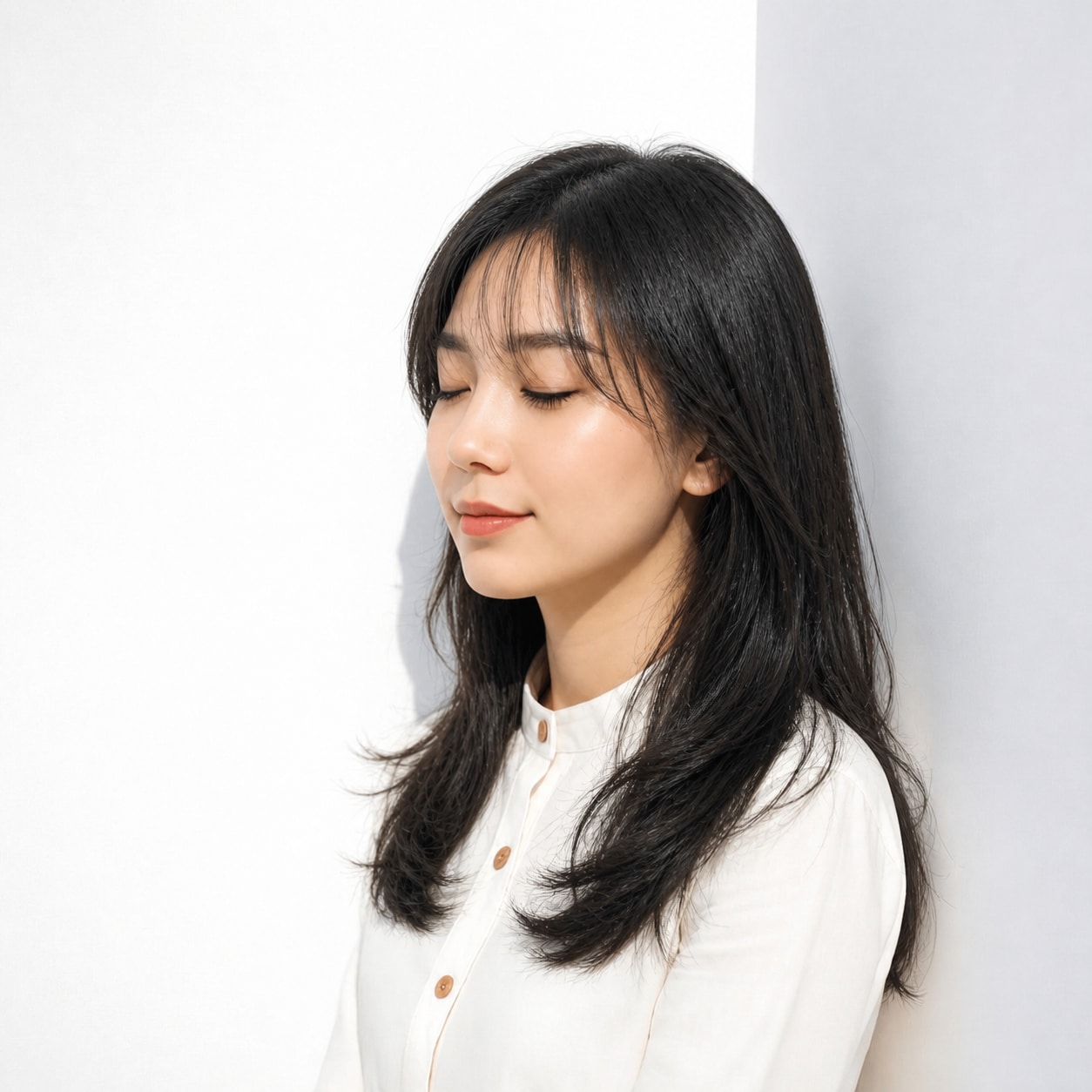 10. 黒髪ロング × 羽のような毛先：軽やかに動く