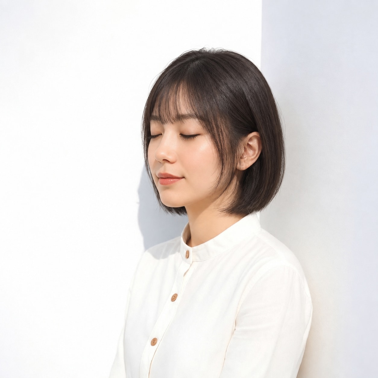 11. アイドル前髪 × ストレートバング：毛先がばらつかず、端正な重さを見せられます
