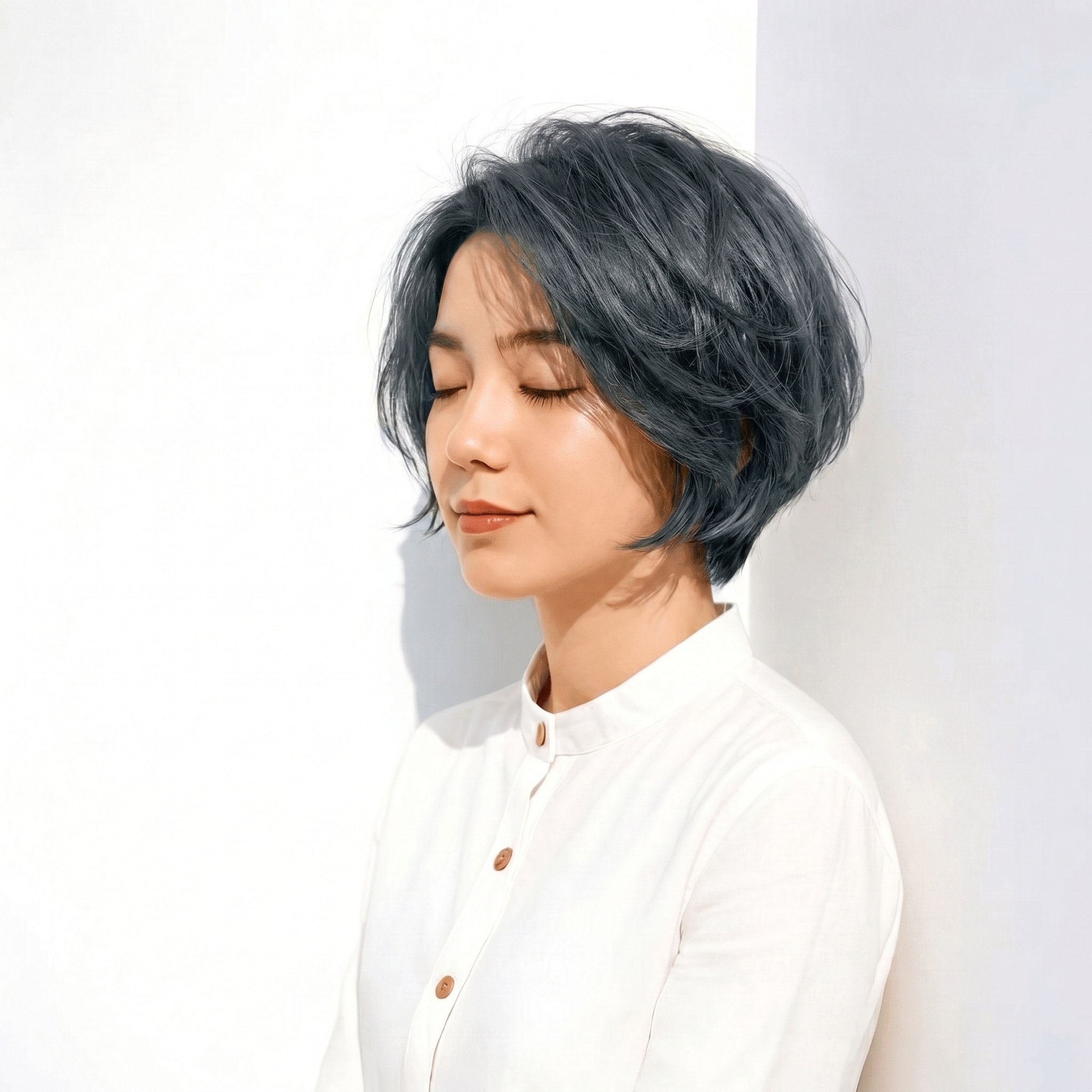 11. アッシュグレー×ショート: 上品で派手すぎない大人のヘアカラー
