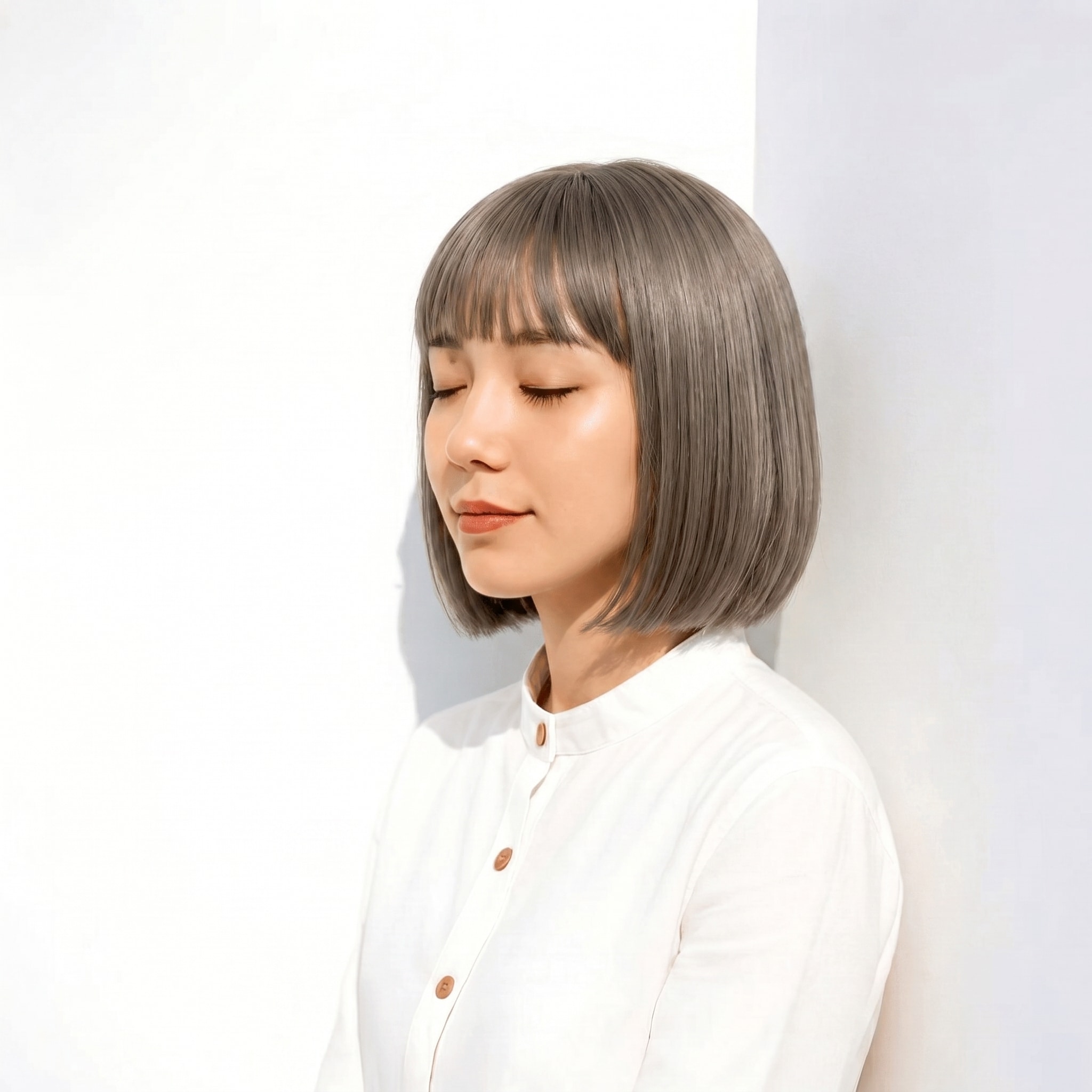 11. オリーブアッシュ×ワンレンボブ: 軽快で凜としたムードを演出するスタイル