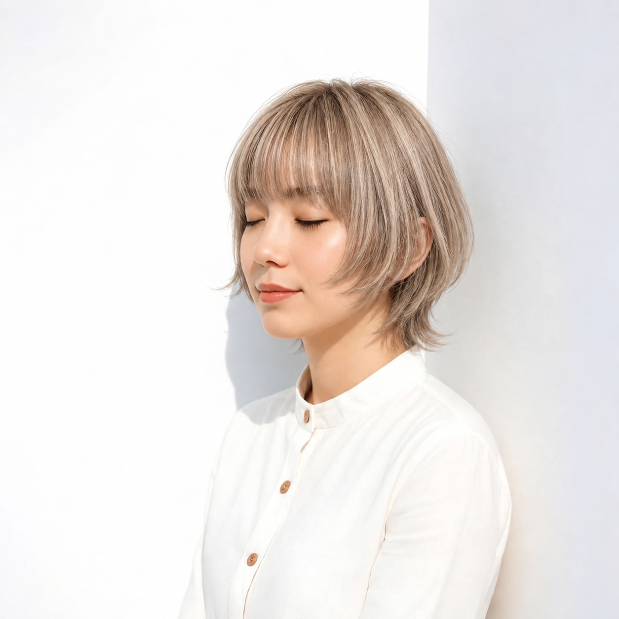 11. クラゲウルフ × ボブ × 大きめカール：段差の一つひとつが見え、ウルフに華やかな動きが加わります
