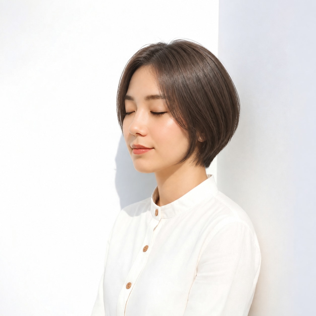 11. グラデーションボブ × 前下がりボブ：横顔に斜めのラインが入り、すっきりした印象になります