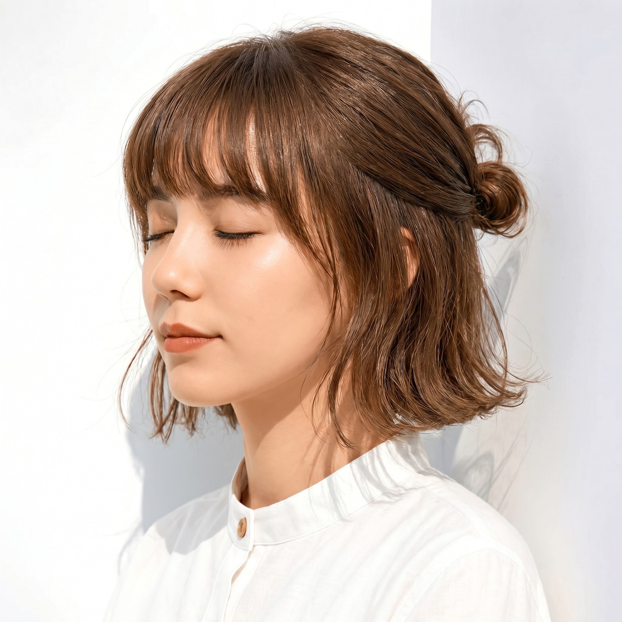 11. ダークグレージュ×外ハネボブ: くすみカラーで動きを引き立てる