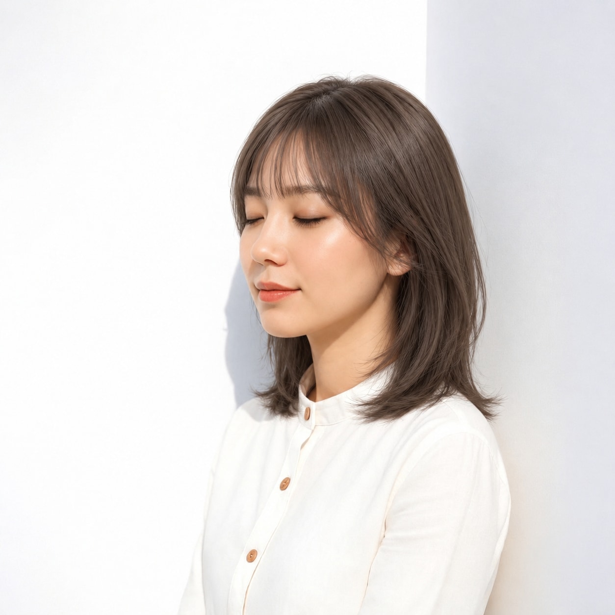 11. ダークミディアム × シースルーバング：透け感で軽い表情に
