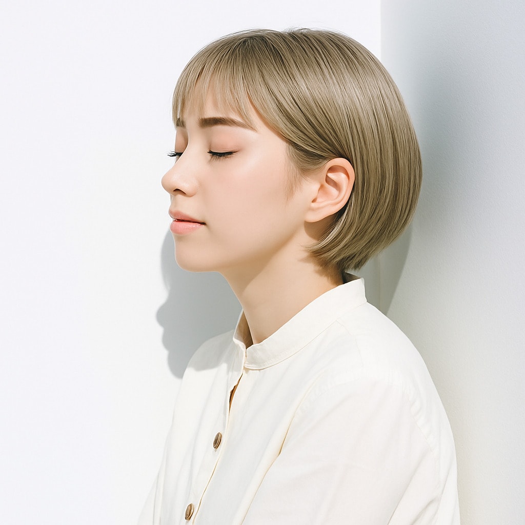 11. ブロンドベージュ×透明感：顔まわりをふんわり明るく見せるカラー