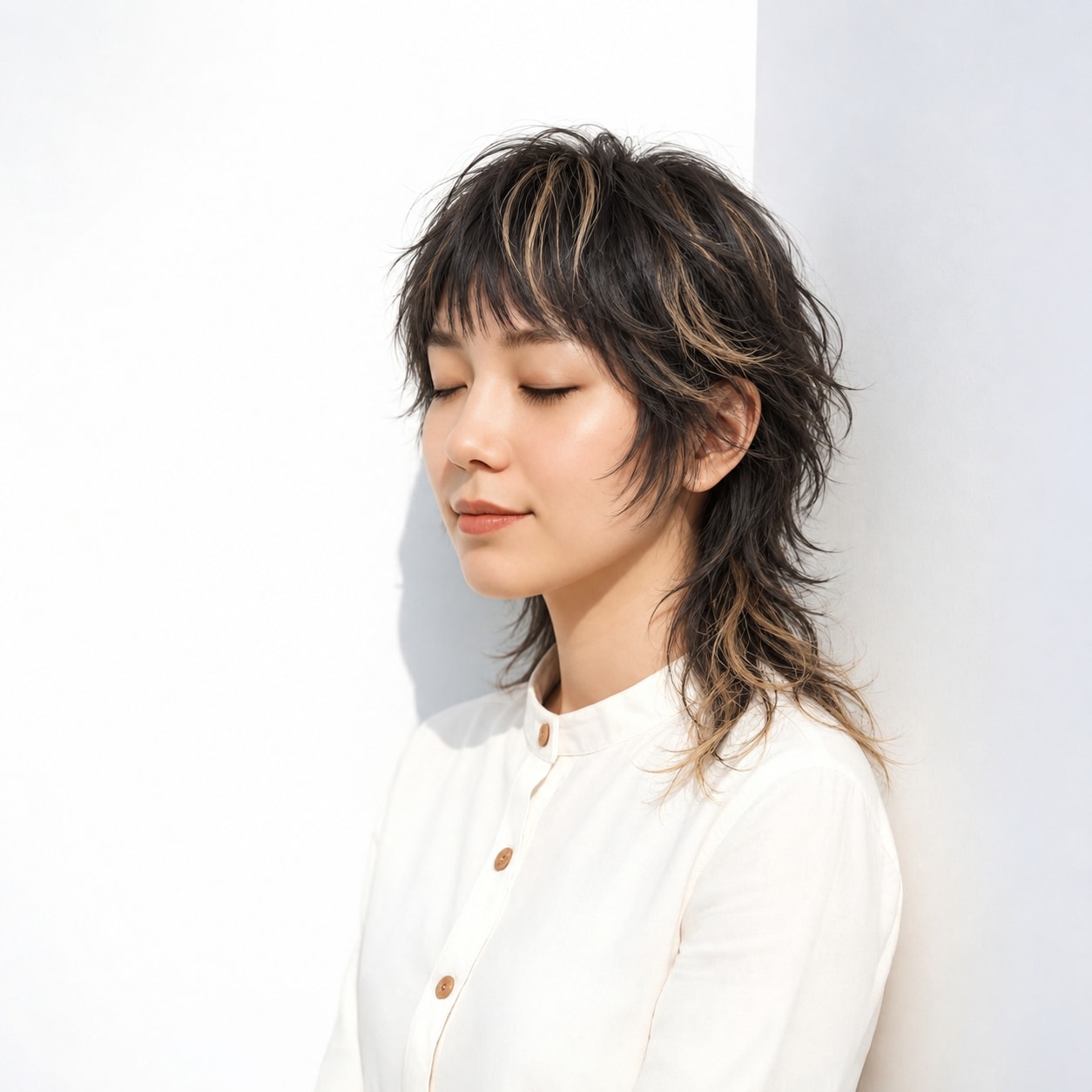11. マレットヘア × 大きめカール：華やかな動きで女性らしく