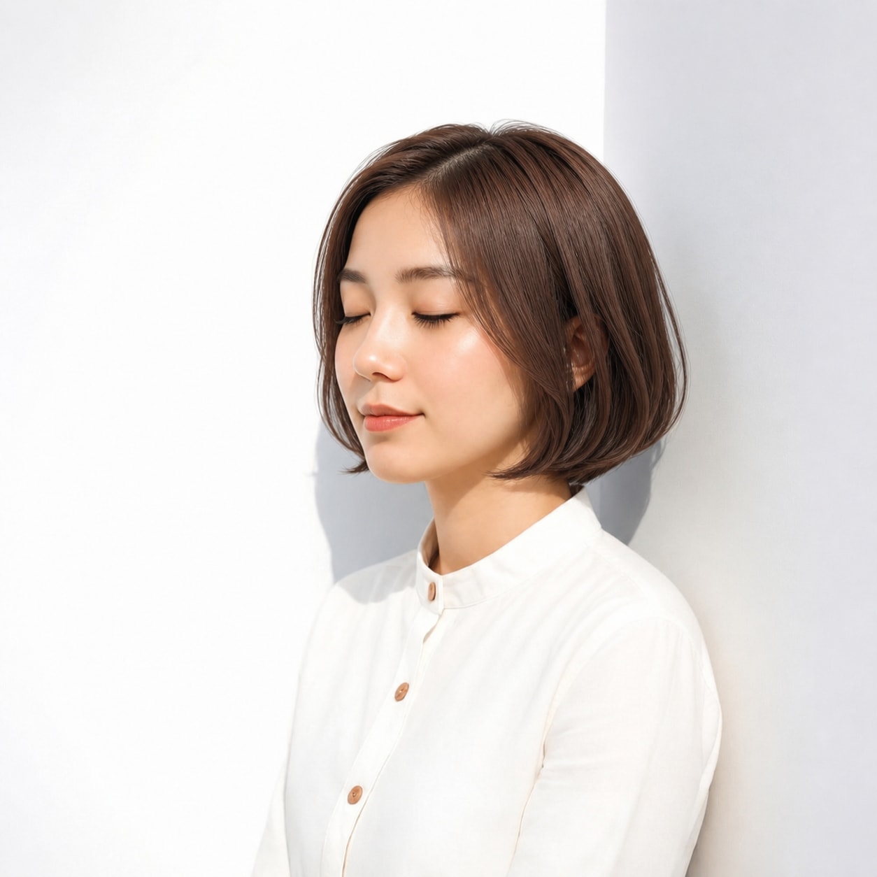 11. マロンブラウン × 丸みボブ：落ち着いた艶感に