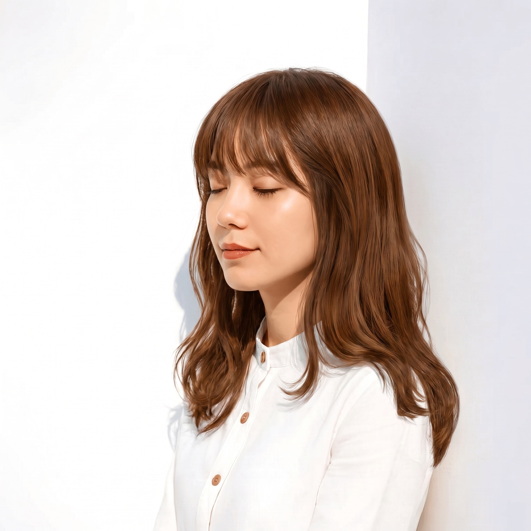 11. モカブラウン×レイヤーロング: 赤みのあるやや明るめブラウンで顔まわりが柔らかくつながる