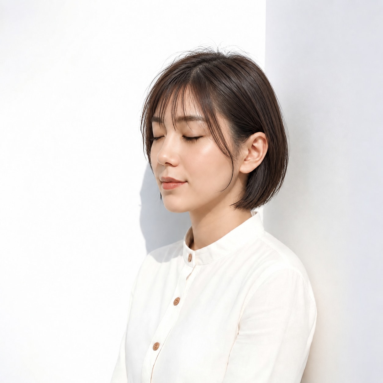 11. 耳かけボブ × ダークブラウン：顔まわりを残してすっきり見せる