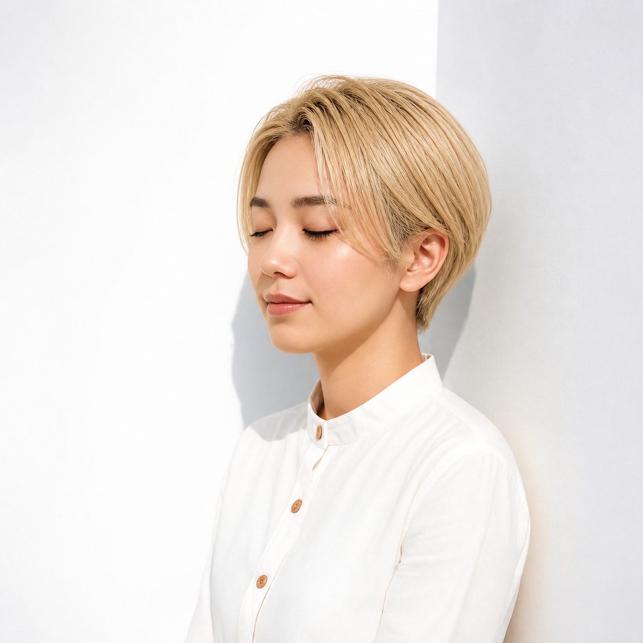 11. 金髪ショート × センターパート：大人っぽく端正に