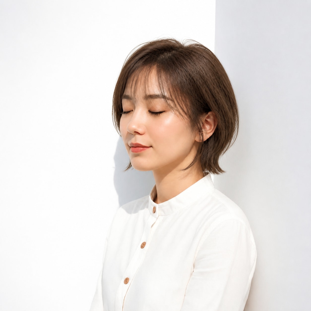 12. くびれボブ × コンパクトな丸み：短めですっきり