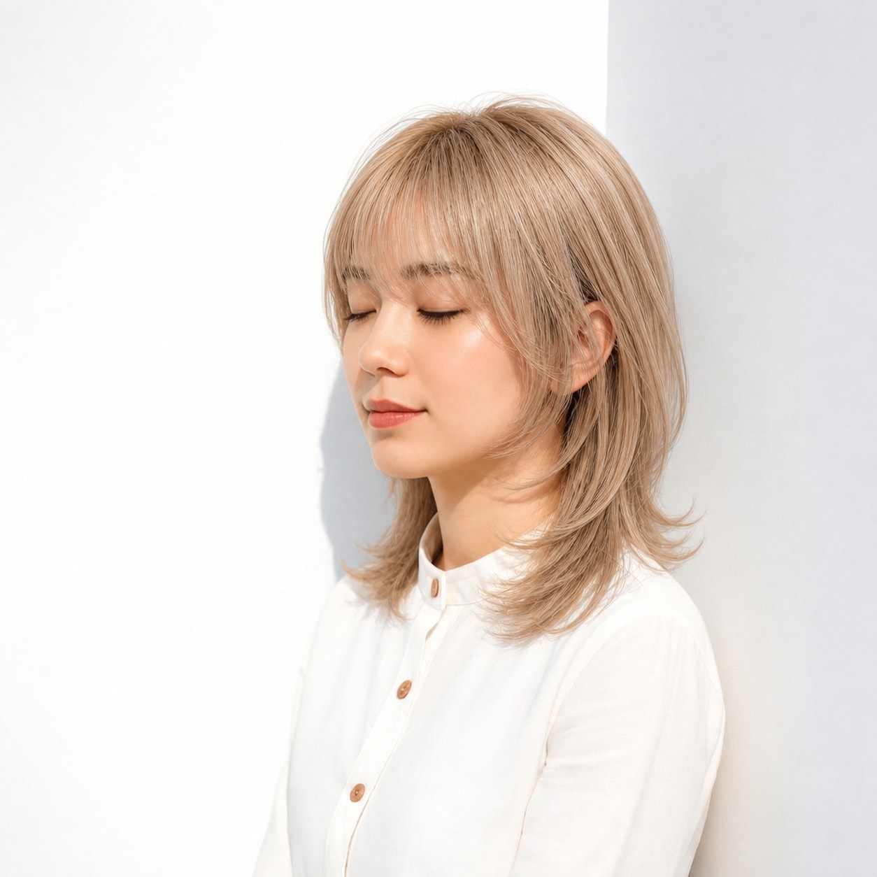 12. シャギーカット × ベージュカラー：ふんわり軽い印象に