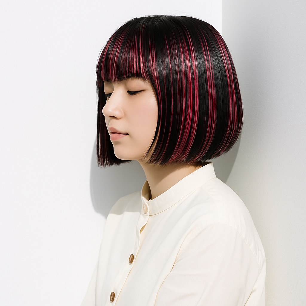 12. ピンクパープル×メッシュ：髪の動きがやわらかく映える