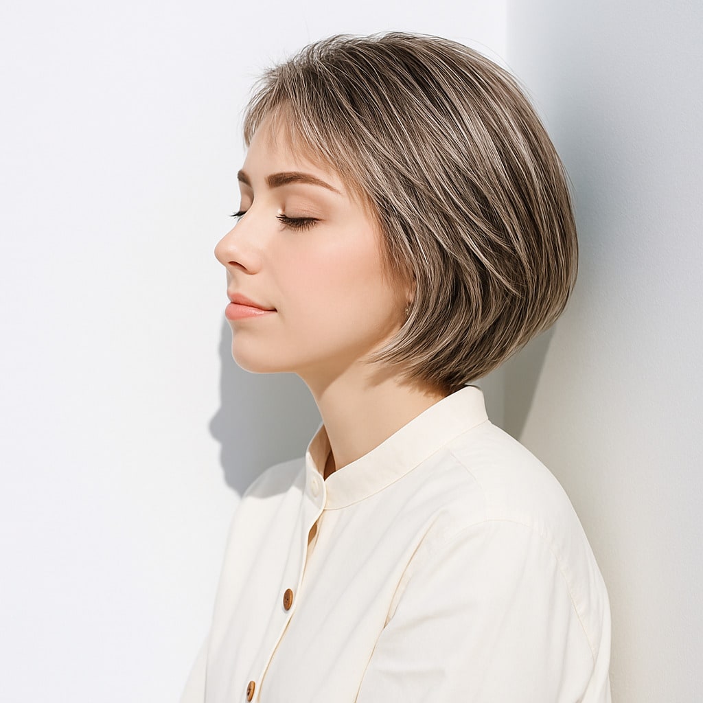 12. ブロンドベージュ×バレイヤージュ：やわらかな陰影で上品な印象に