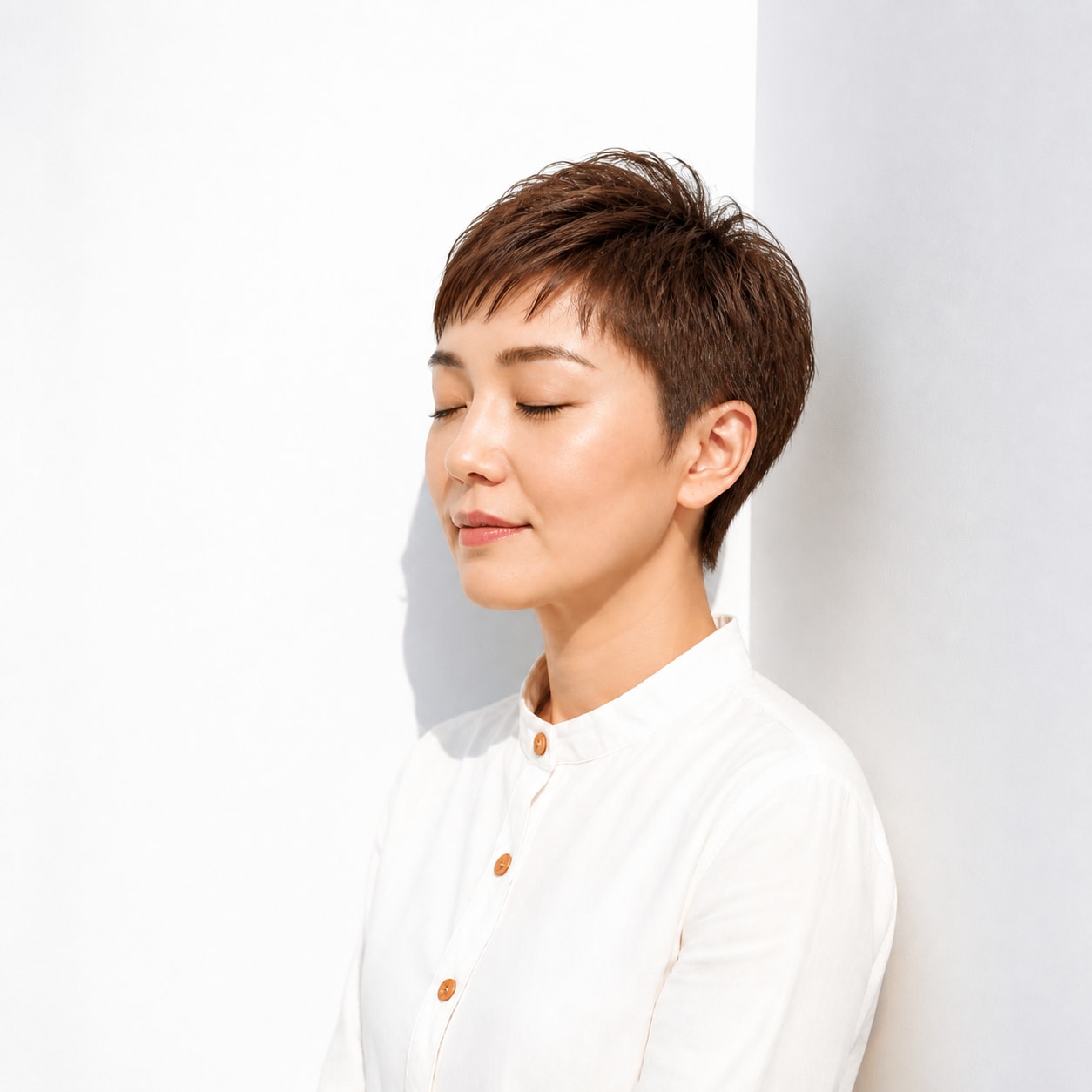 12. ベリーショート × コッパーブラウン：40代を華やかに