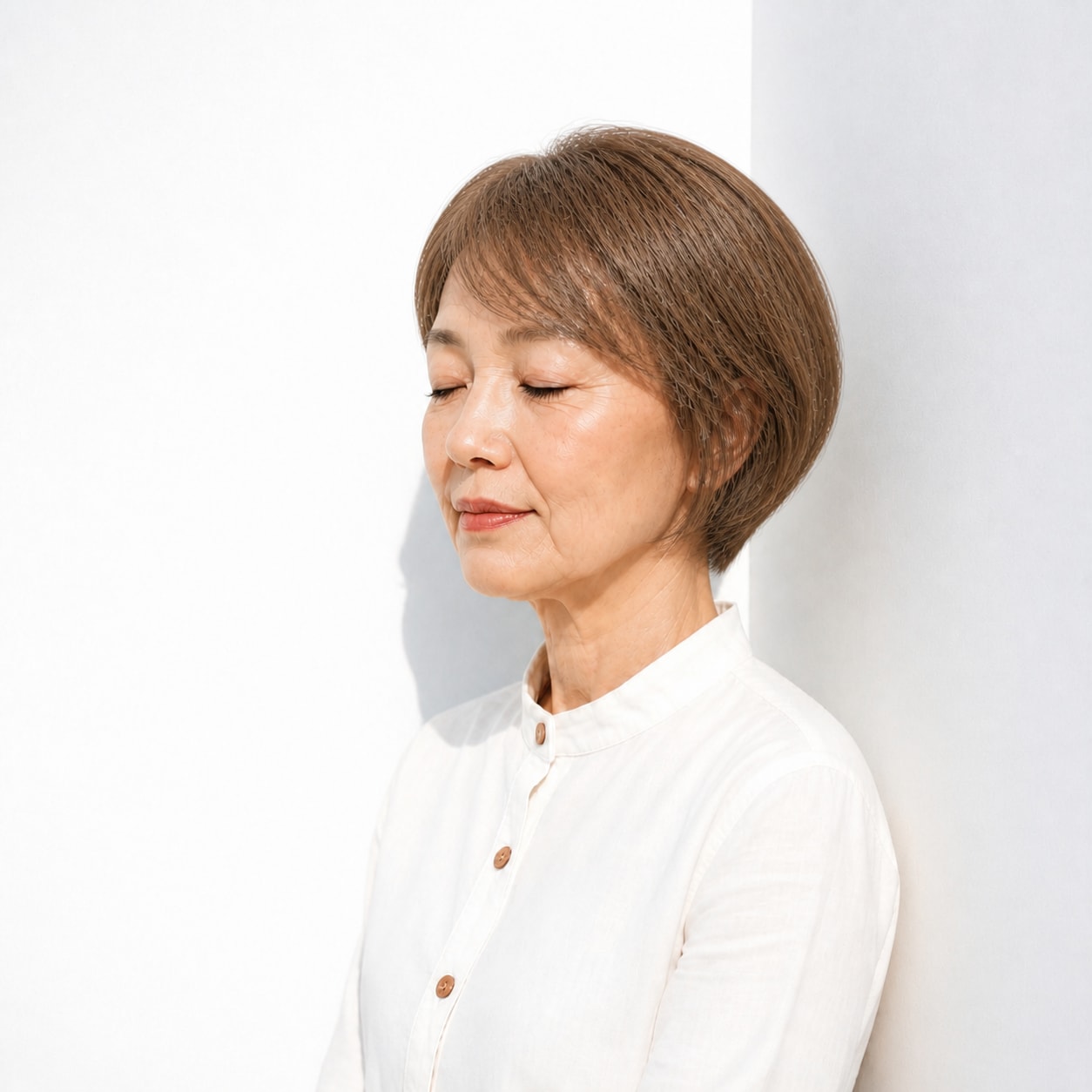 12. ボブカット × ベージュブラウン：70代をやわらかく