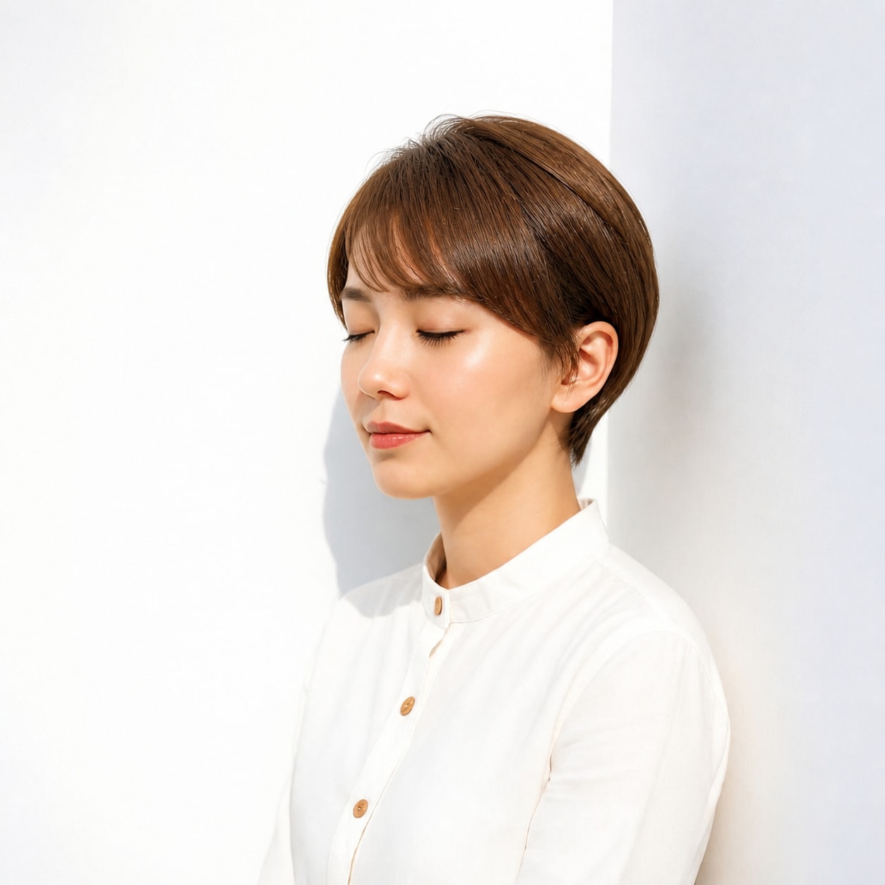 12. マロンブラウン × ベリーショート：暖かみのある軽さに