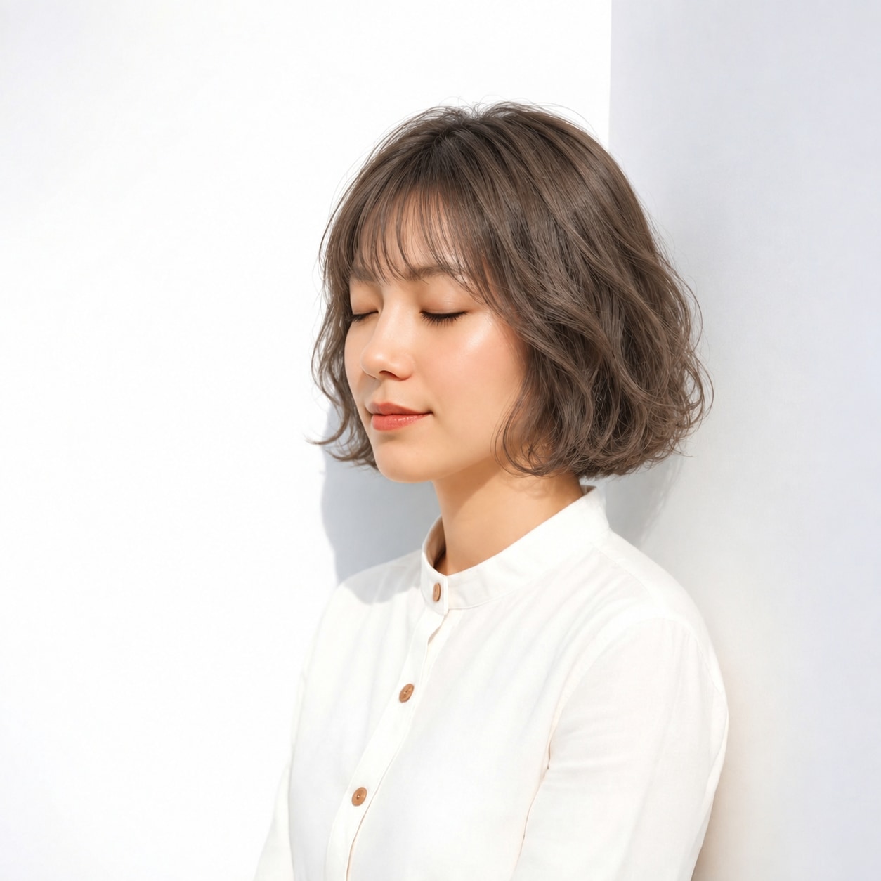 12. 前髪ありボブパーマ × 強めパーマ：カールの陰影がはっきりし、短い髪にも奥行きが出ます