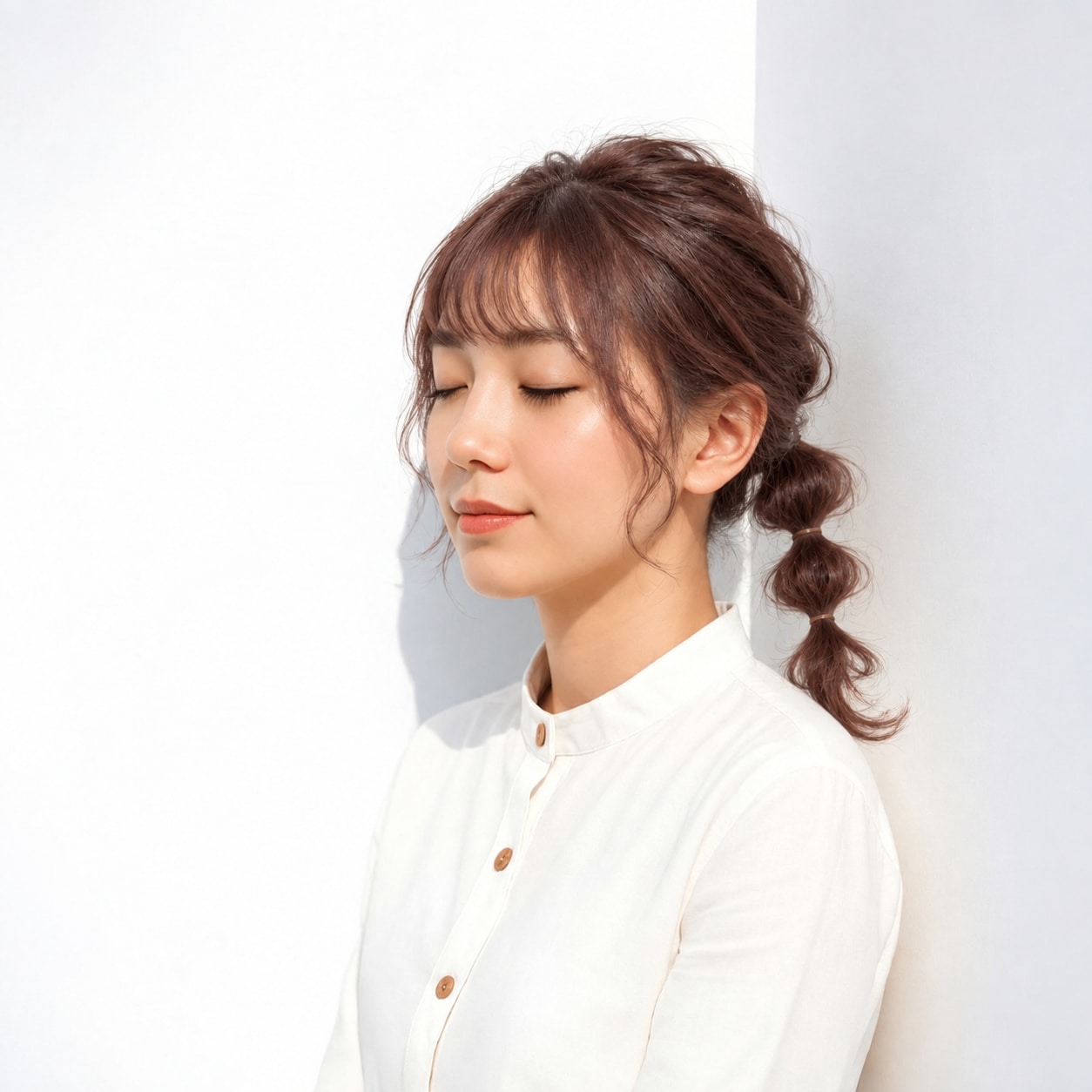 12. 玉ねぎヘア × コンパクトアレンジ：先端が散らず、アレンジ全体が端正に収まります