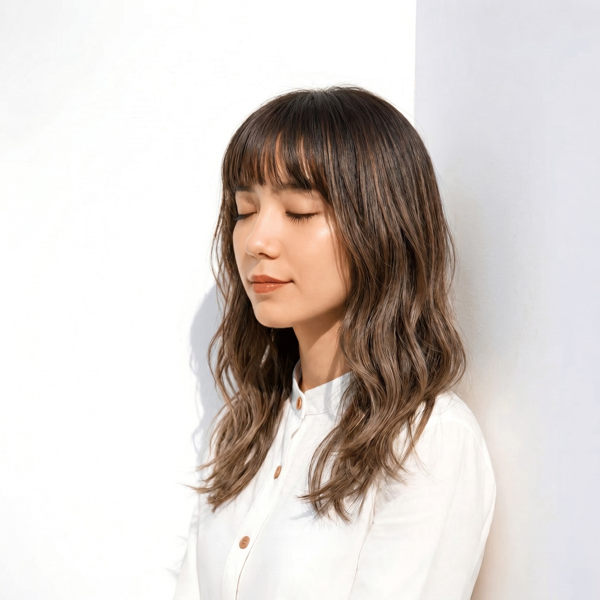 13. アッシュグレージュ×ハイライト: 落ち着きと動きを両立するカラー