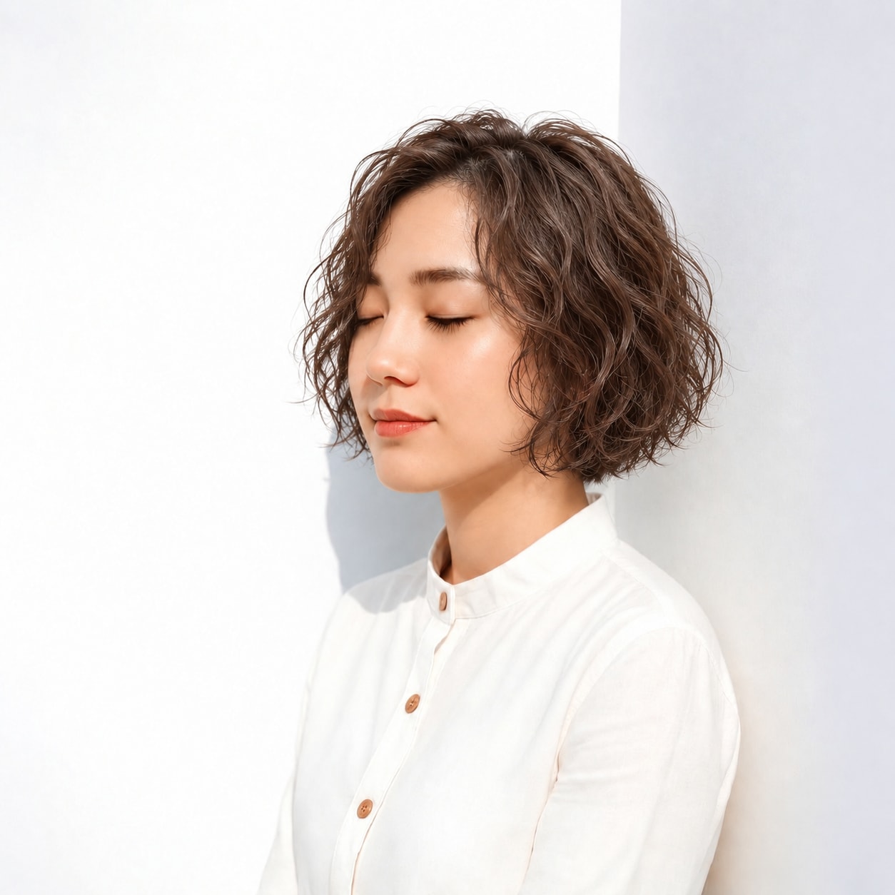 13. カールボブ × 前髪なし：ふんわり動いて華やかに